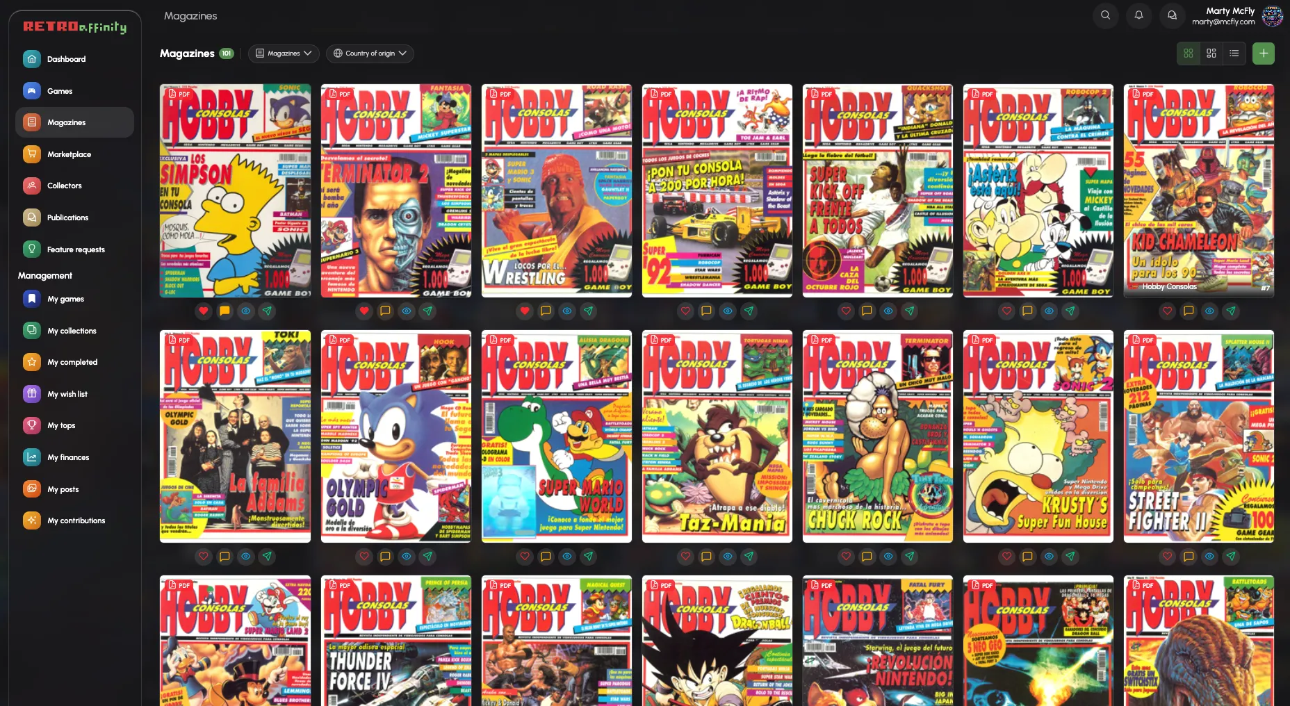 RetroAffinity — Magazines section on desktop